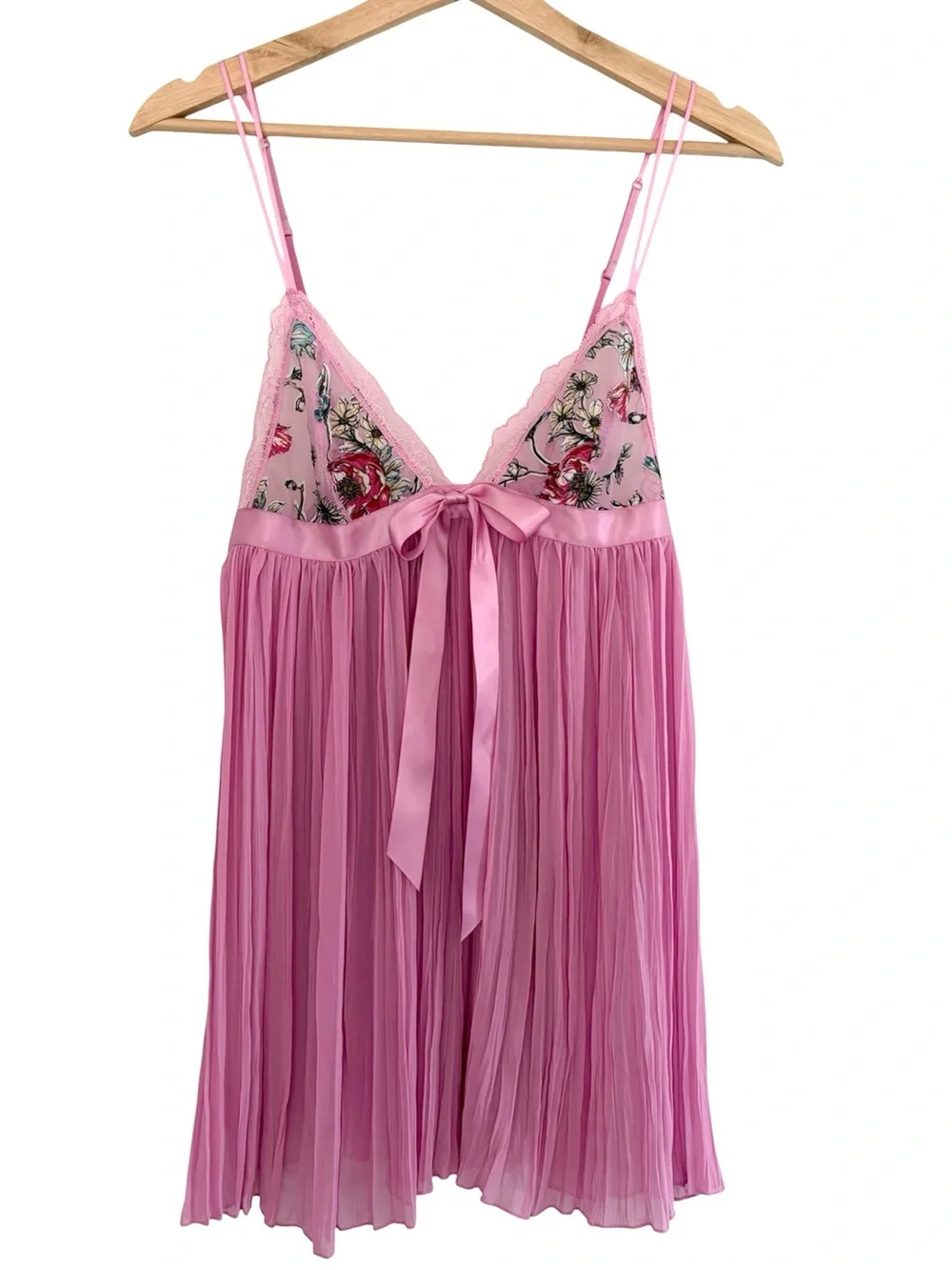 Victorias Secret Garden Party Pleated Babydoll Chemise Floral Coquette Fairy M